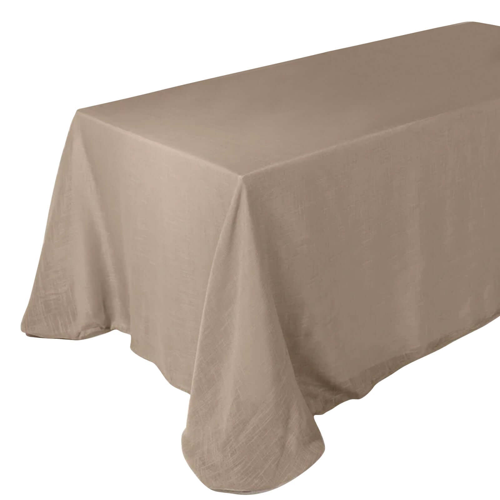 Faux Linen 90"x132" Rectangular Tablecloth Taupe - Slubby Texture Wrinkle - Resistant Seamless Table Cover - Linen Luxes