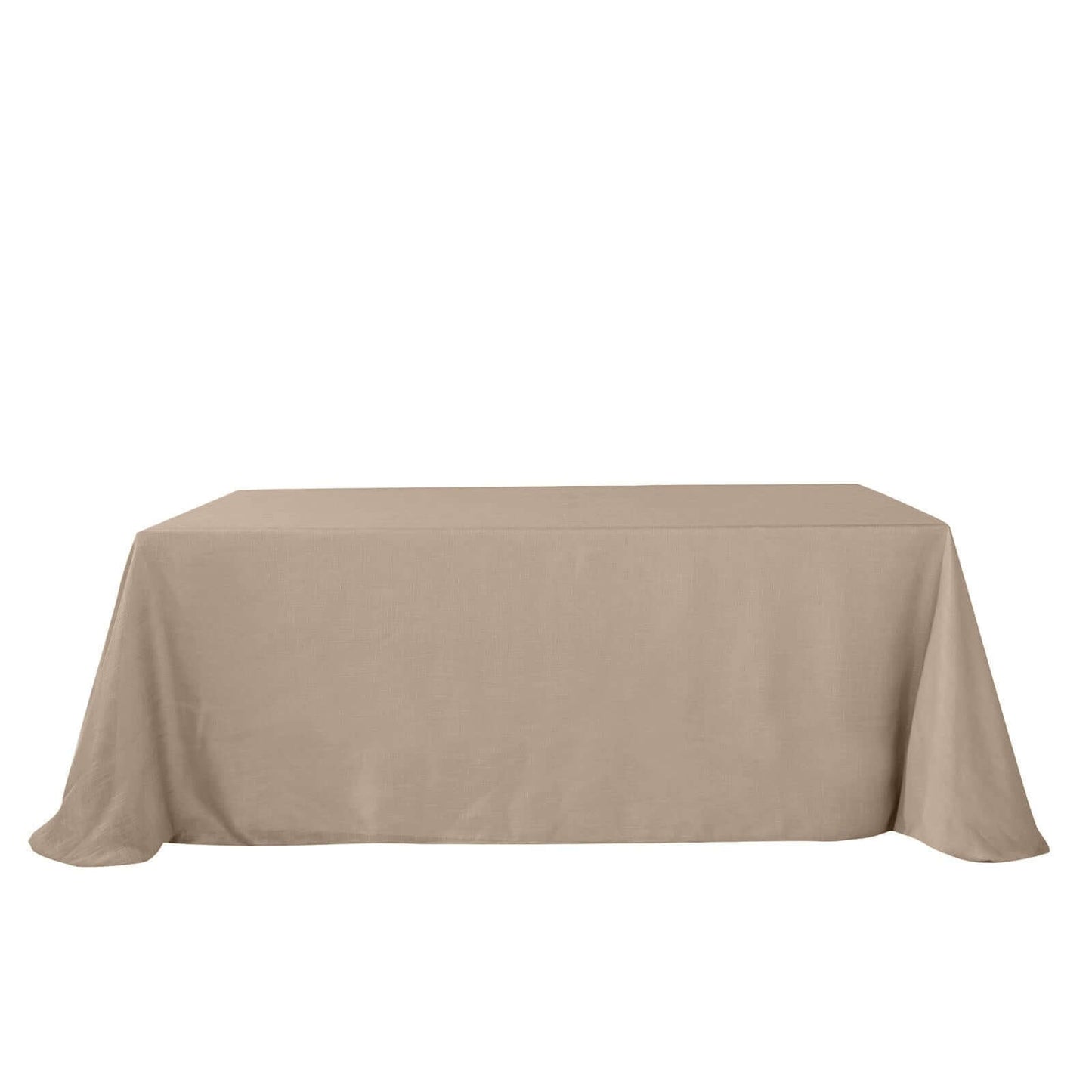 Faux Linen 90"x132" Rectangular Tablecloth Taupe - Slubby Texture Wrinkle - Resistant Seamless Table Cover - Linen Luxes