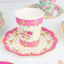 24-Pack Paper Cup and Saucer Set in Mixed Vintage Floral Print - Disposable Tea Party Supplies Kit for Baby Showers & Birthdays