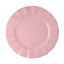 10-Pack Plastic 9" Round Dinner Plates in Dusty Rose Ruffled Rim with Gold Edging - Sturdy Disposable Dinnerware