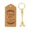 10 Pack Gold Plastic Paris Eiffel Tower Keychain Wedding Favors, 4" Bridal Shower Party Souvenirs With Thank You Tag