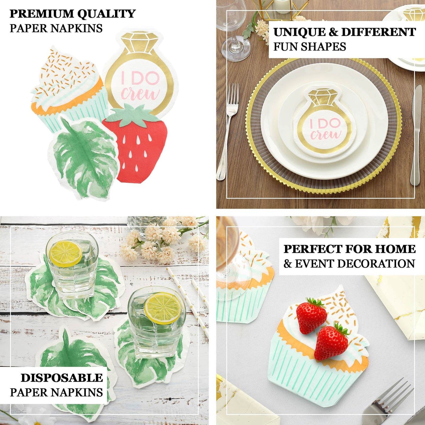 20-Pack Paper Cocktail Napkins with Ring Design - Unique Disposable Napkins for Engagements 12"x10"