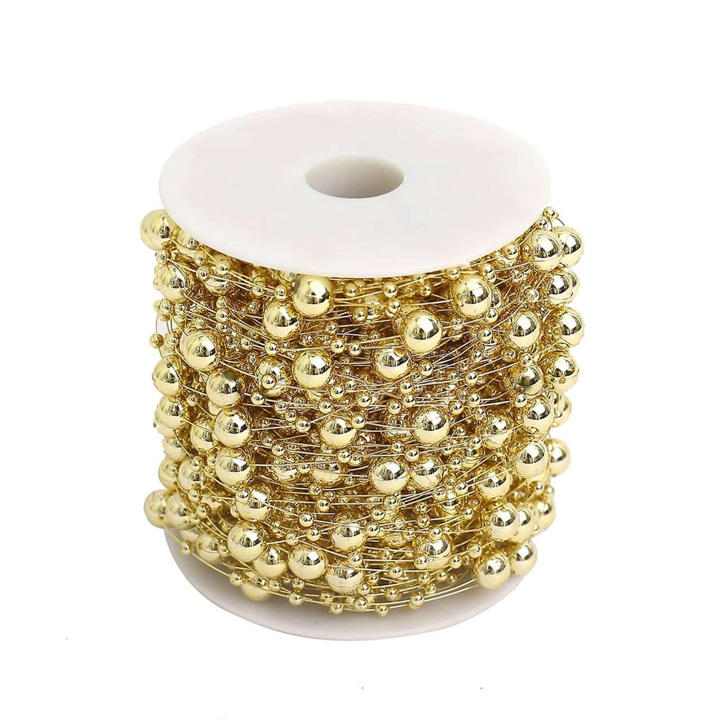 Faux Pearl String Beads Vase Filler - Gold DIY Craft Fishing Line Pearl Chains 100ft