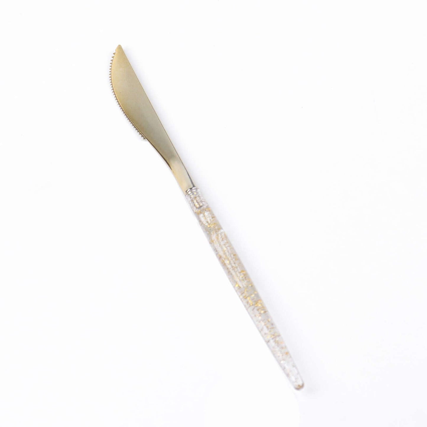 24-Pack Plastic Knives with Gold Glitter - Disposable Silverware Cutlery for Events