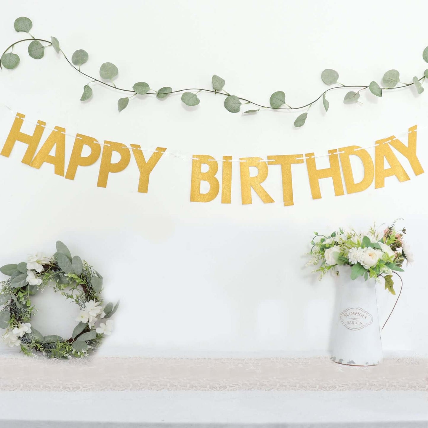 4ft Gold Glittered Happy Birthday Paper Hanging Garland Banner Party Decor
