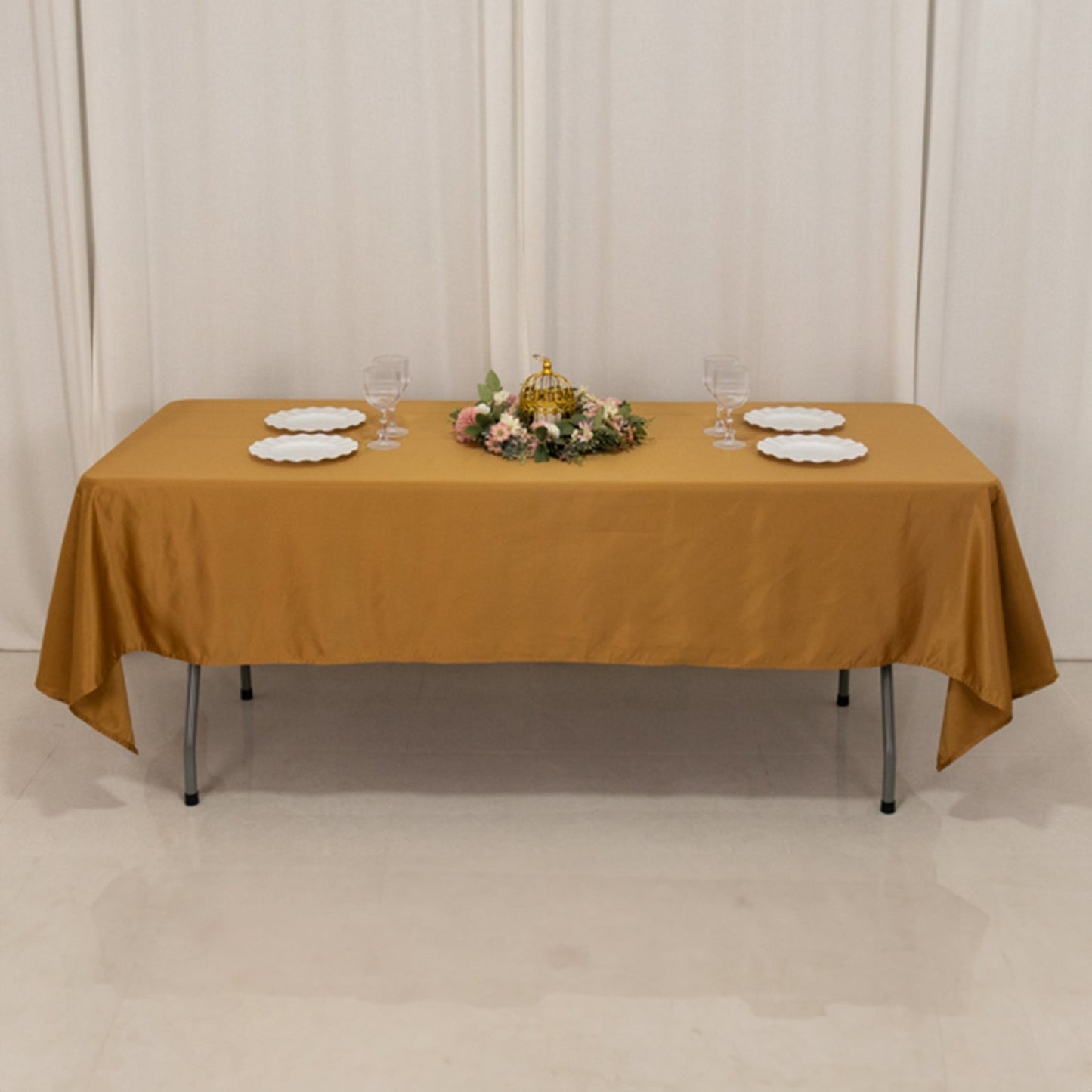 Lamour Satin 60"x102" Rectangle Tablecloth Gold - Durable & Silky Soft Feel Table Cover for Weddings & Banquets