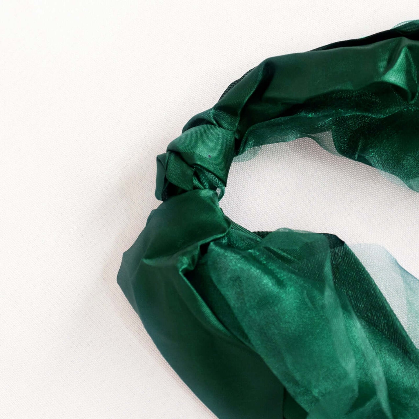 5 Pack Chiffon Satin Chair Sashes Hunter Emerald Green - Easy to Install Ruffled Curly Willow