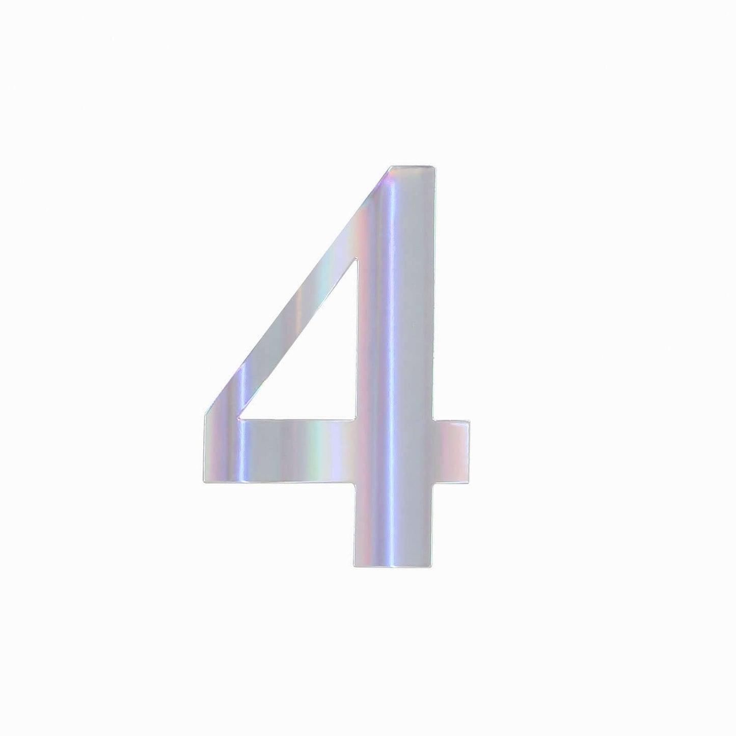 4-Pack Stickers Banner Custom 0-9 Number "4" Design Iridescent - Milestone Age and Date Stick-On Numbers 5"