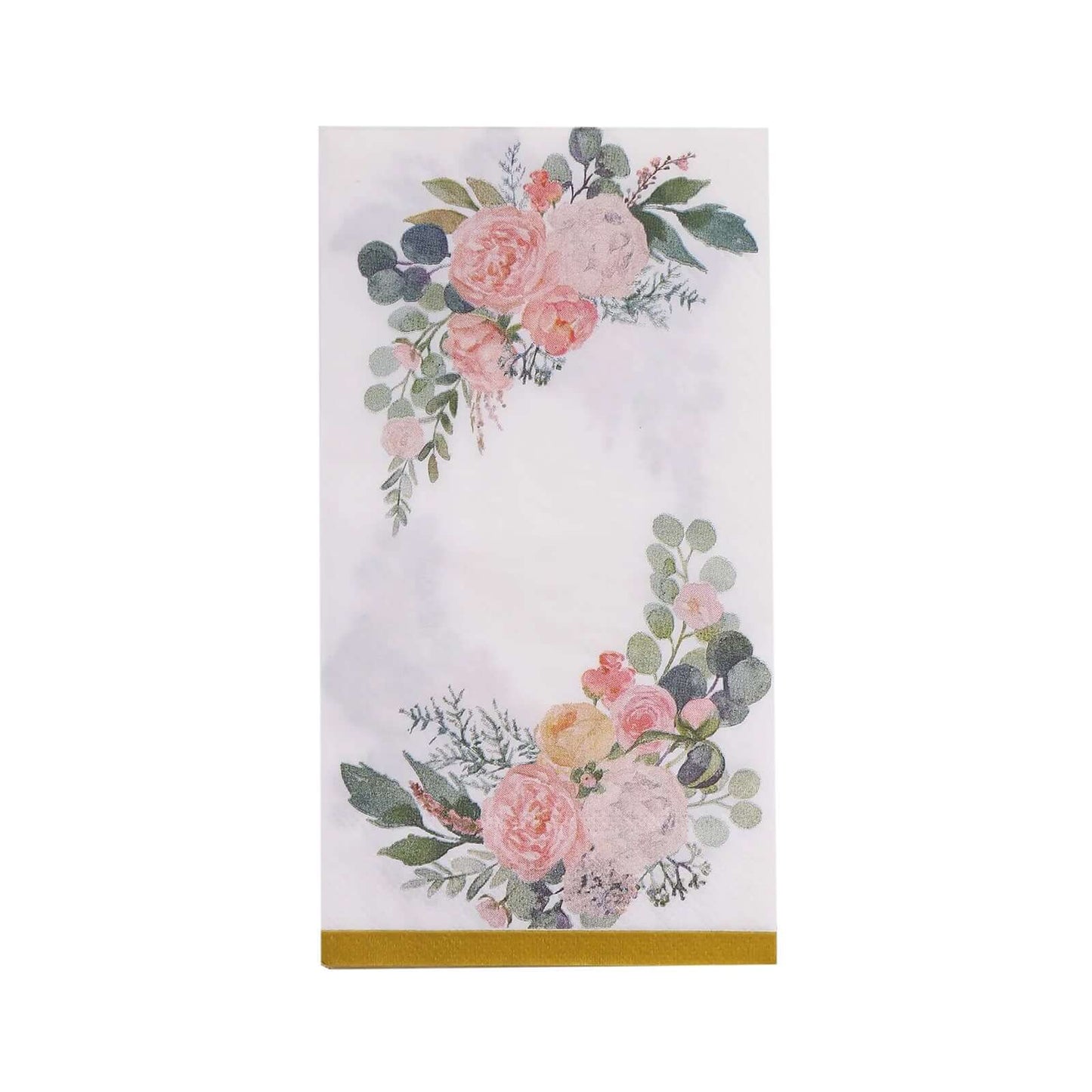 20-Pack Paper Dinner Napkins White with Pink Peony Flowers and Gold Edge 2-Ply - Stylish Disposable Napkins for Events