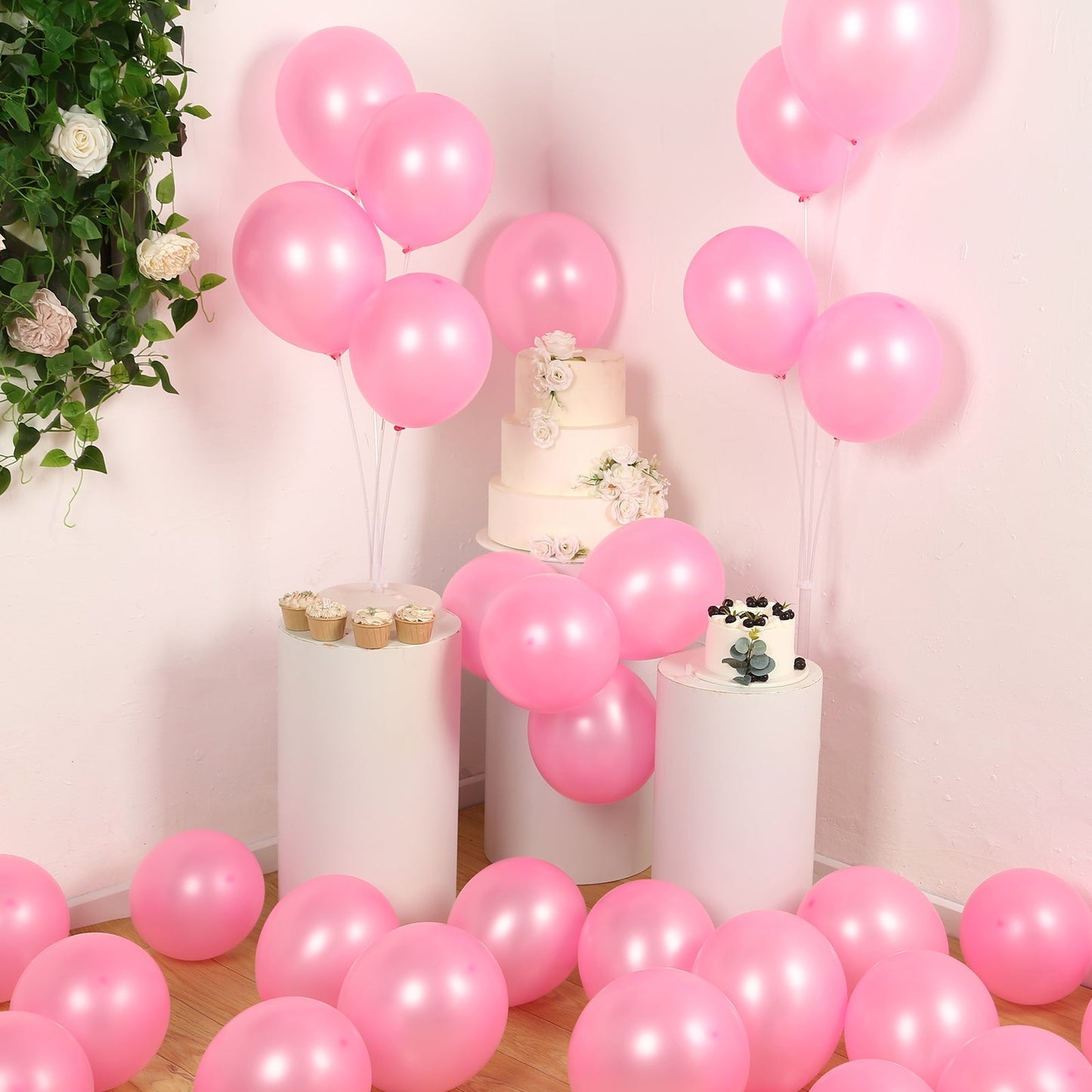 50 Pack Pink Biodegradable Balloons, 12" Thickened Extra Strong Eco-friendly Latex Helium Party Balloons