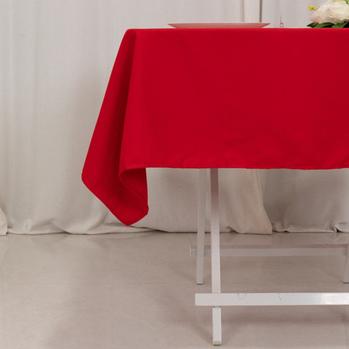 Cotton Blend 54"x54" Square Tablecloth Red - Wrinkle-Resistant Table Cover