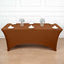 Stretch Spandex 6ft Rectangle Tablecloth Cinnamon Brown - Durable Form-Fitting Table Cover