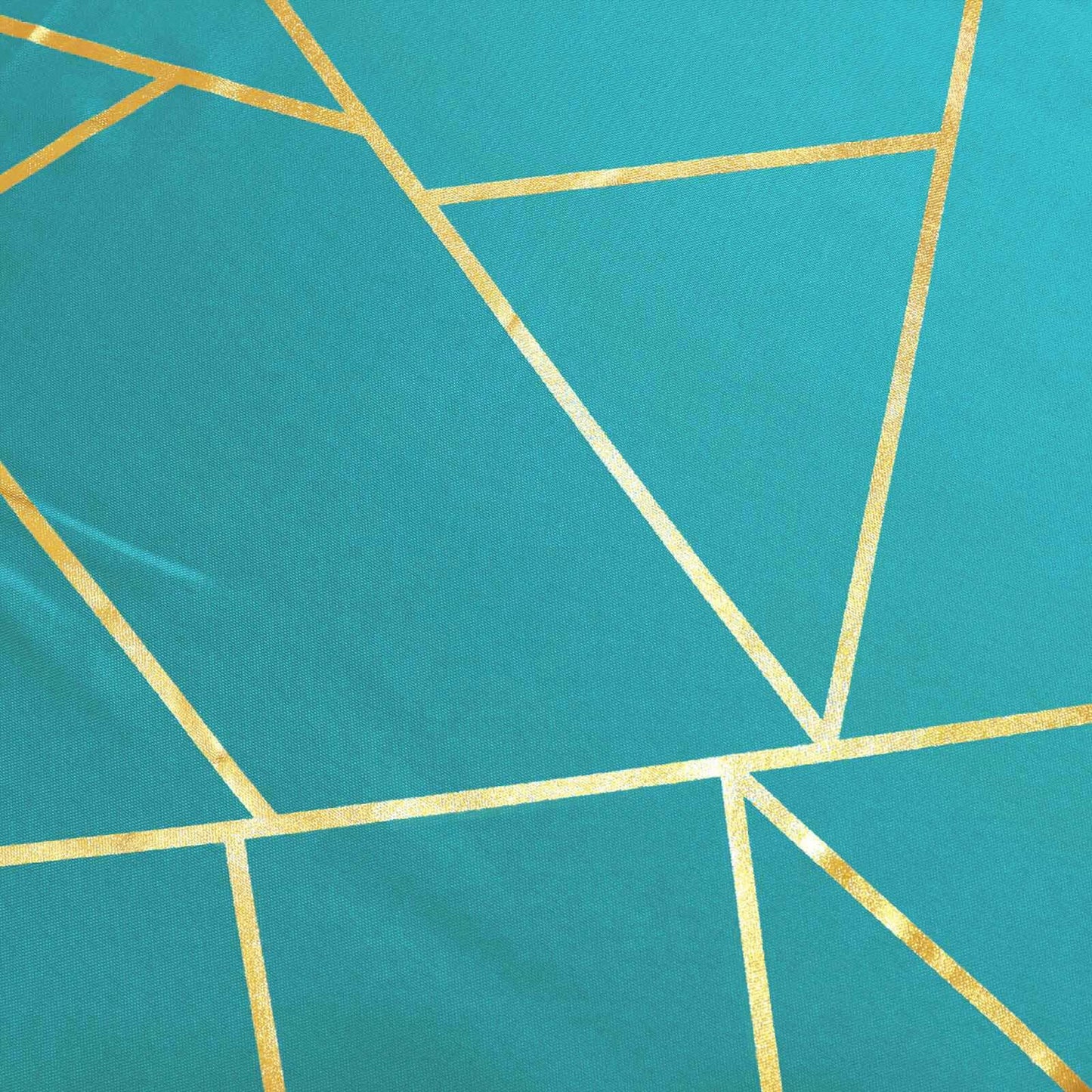 Polyester 60"x102" Rectangle Tablecloth Teal with Gold Foil Geometric Pattern - Wrinkle-Resistant & Durable Table Cover