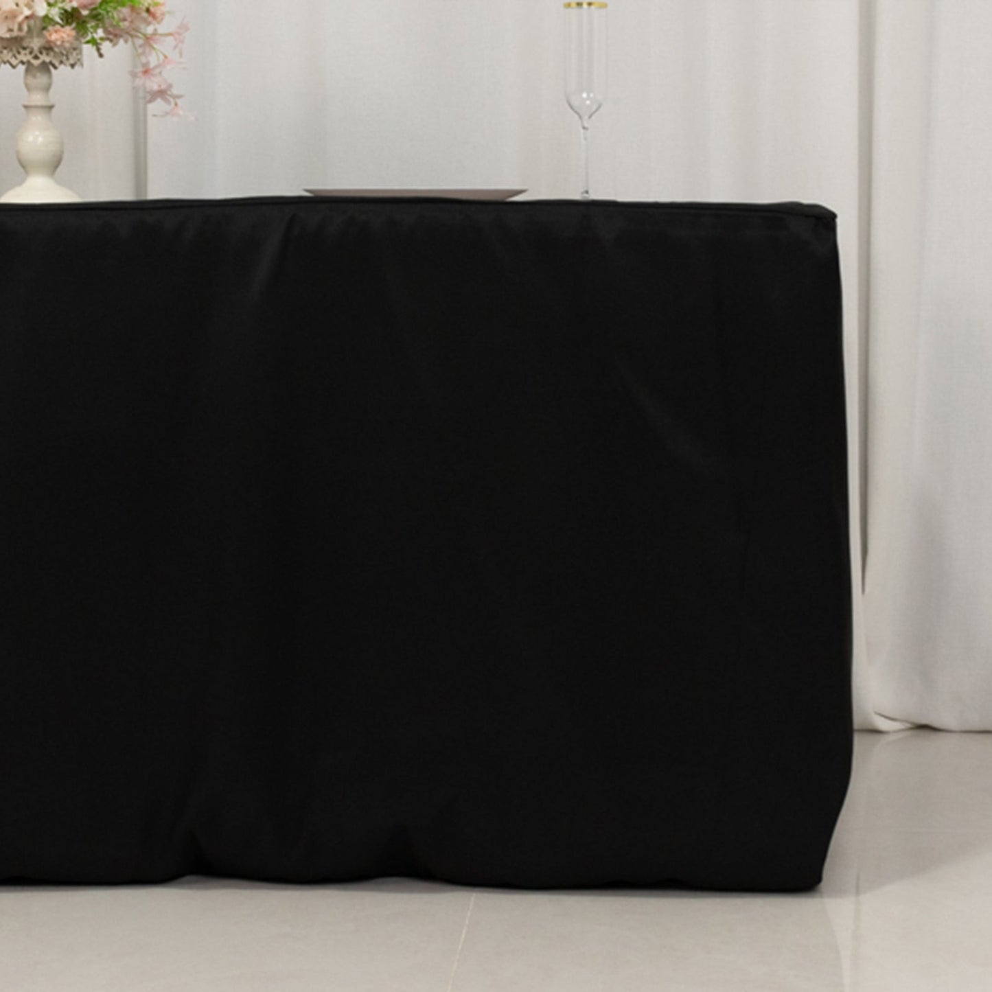 Premium Polyester 6ft Rectangle Tablecloth Black Durable Fitted 220GSM Table Cover