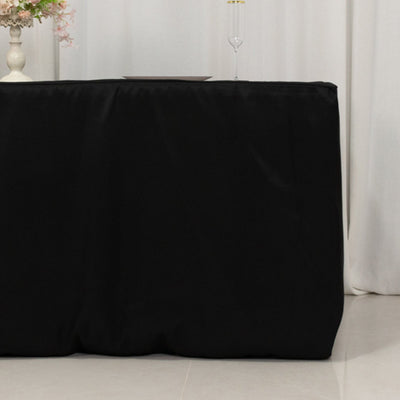 Premium Polyester 6ft Rectangle Tablecloth Black Durable Fitted 220GSM Table Cover