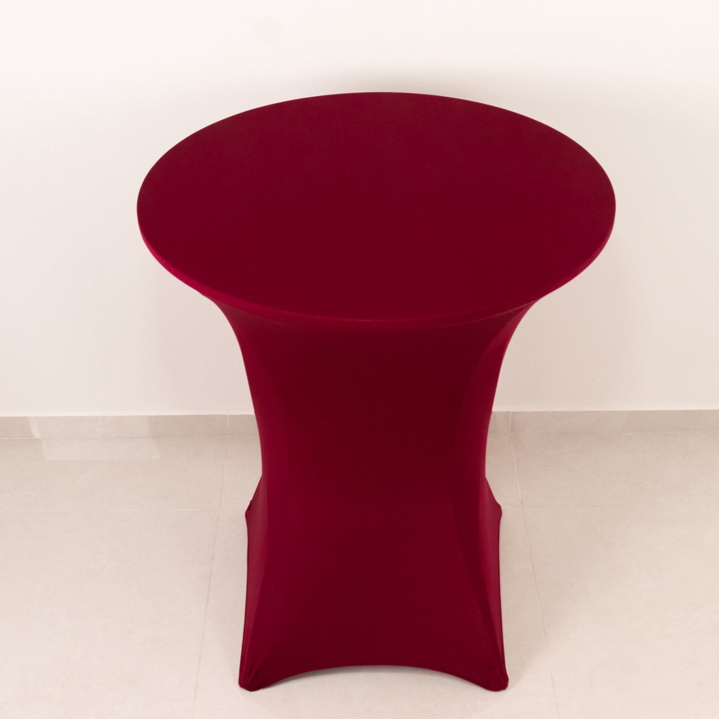 Spandex 36" Round Cocktail Table Cover Burgundy - Easy to Maintain Stretch Fitted Highboy Tablecloth
