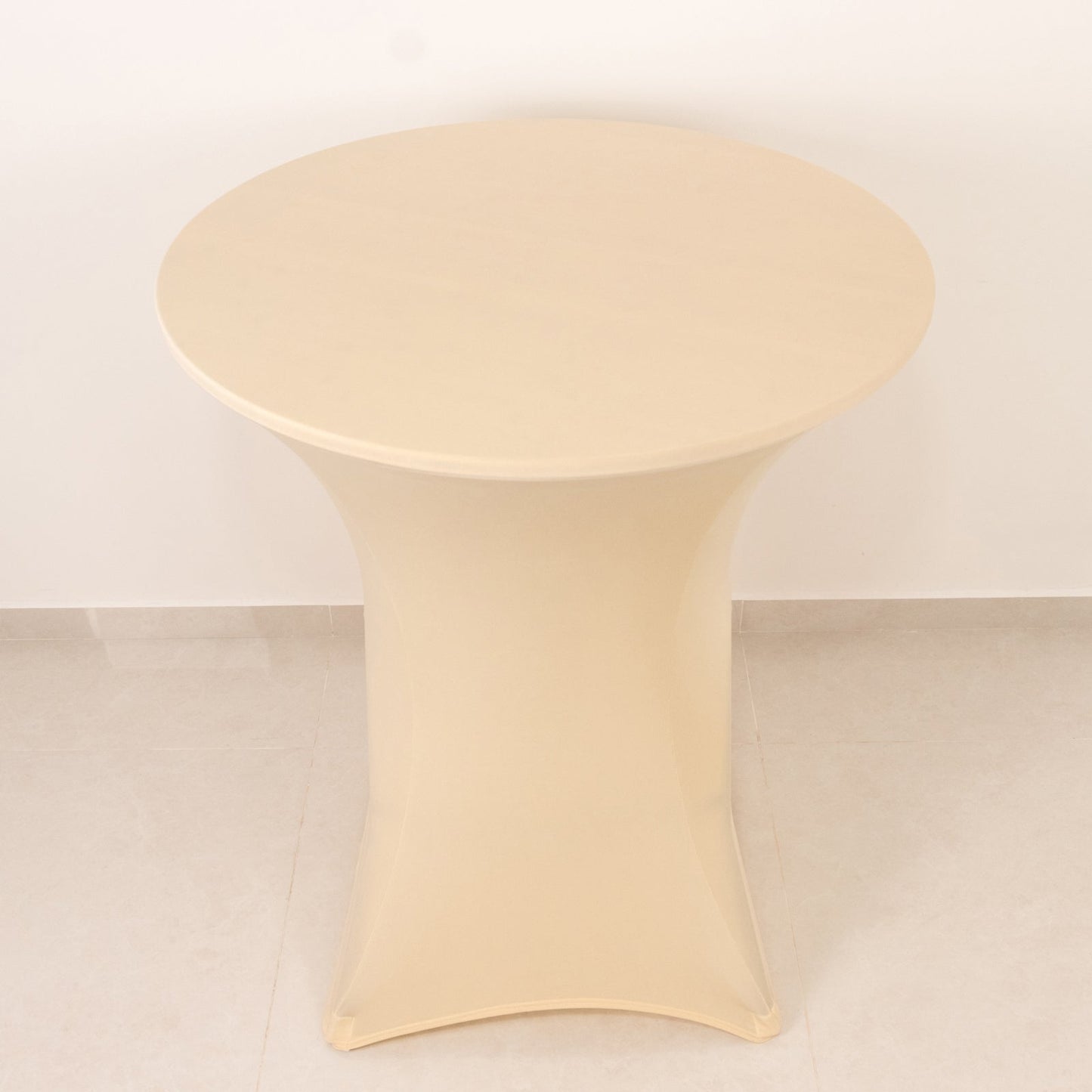 Spandex 36" Round Cocktail Table Cover Beige - Easy to Maintain Stretch Fitted Highboy Tablecloth