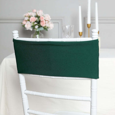 5 Pack Stretch Spandex Chair Sashes Hunter Emerald Green - Fitted Finish Two Ply Heavy Duty Chair Bands 5"x12"