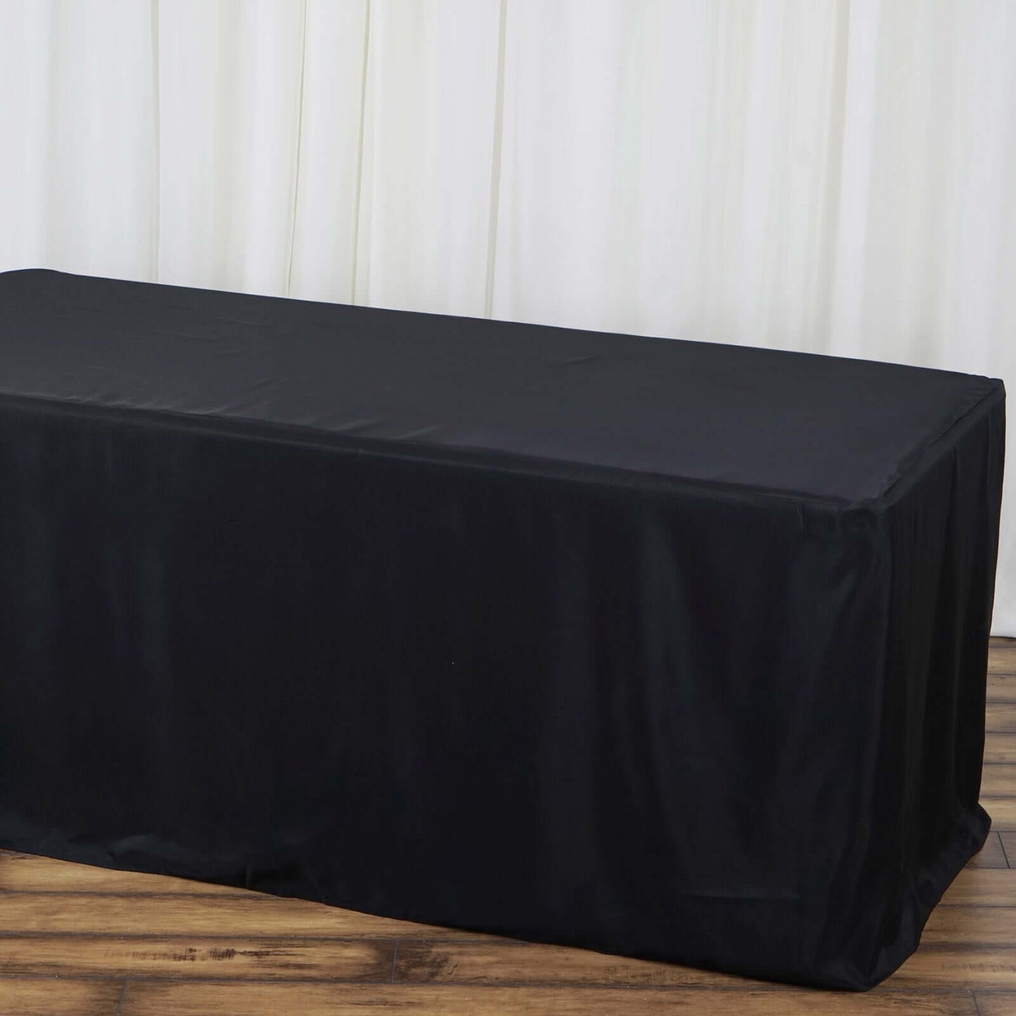 Fitted Polyester 48"x30" Rectangle Tablecloth Black - Durable Table Cover - Linen Luxes