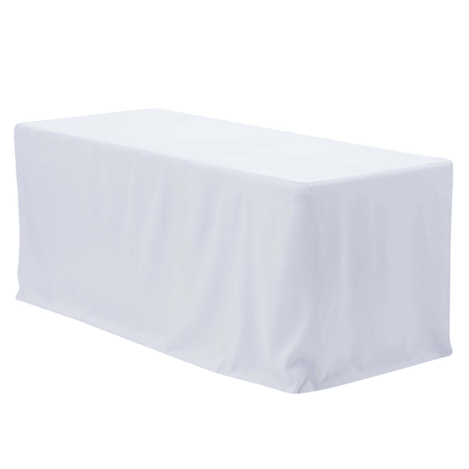 Fitted Polyester 48"x30" Rectangle Tablecloth White - Durable Table Cover for Everyday Use - Linen Luxes