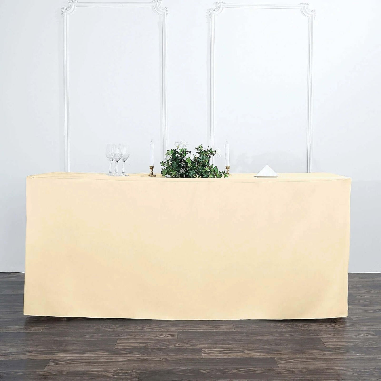 Fitted Polyester 72"x30" Rectangle Tablecloth Beige - Durable Table Cover - Linen Luxes