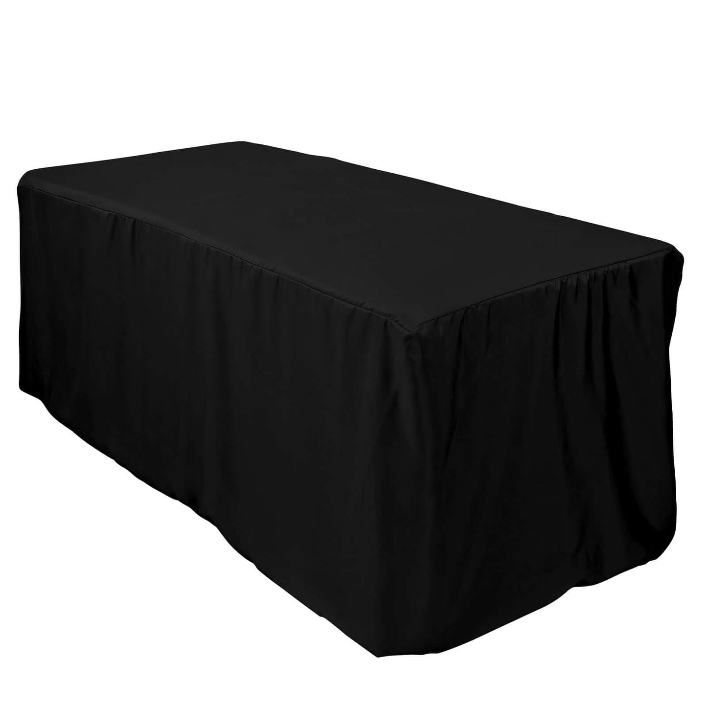 Fitted Polyester 72"x30" Rectangle Tablecloth Black - Sleek and Durable for Events - Linen Luxes
