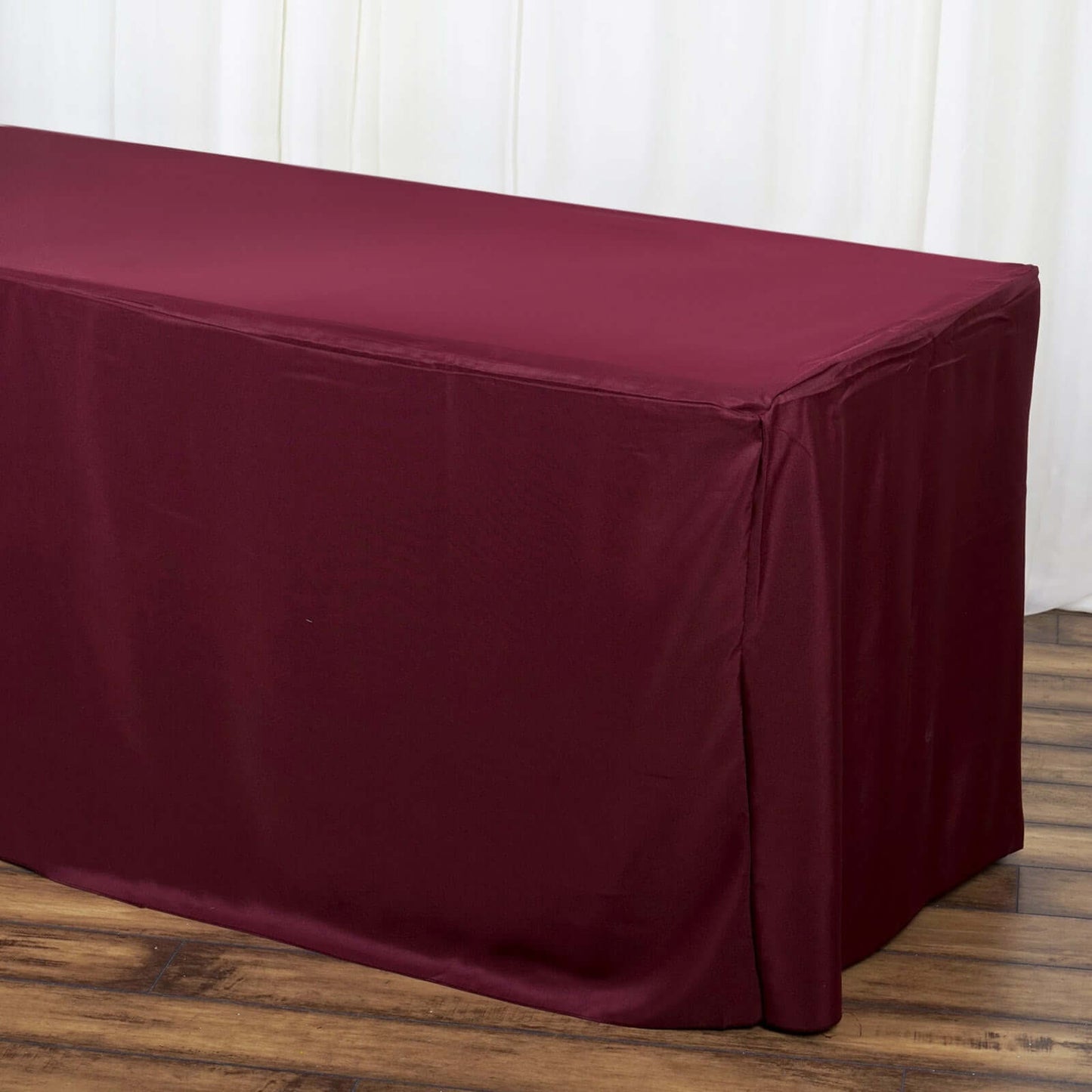 Fitted Polyester 72"x30" Rectangle Tablecloth Burgundy - Durable Table Cover - Linen Luxes
