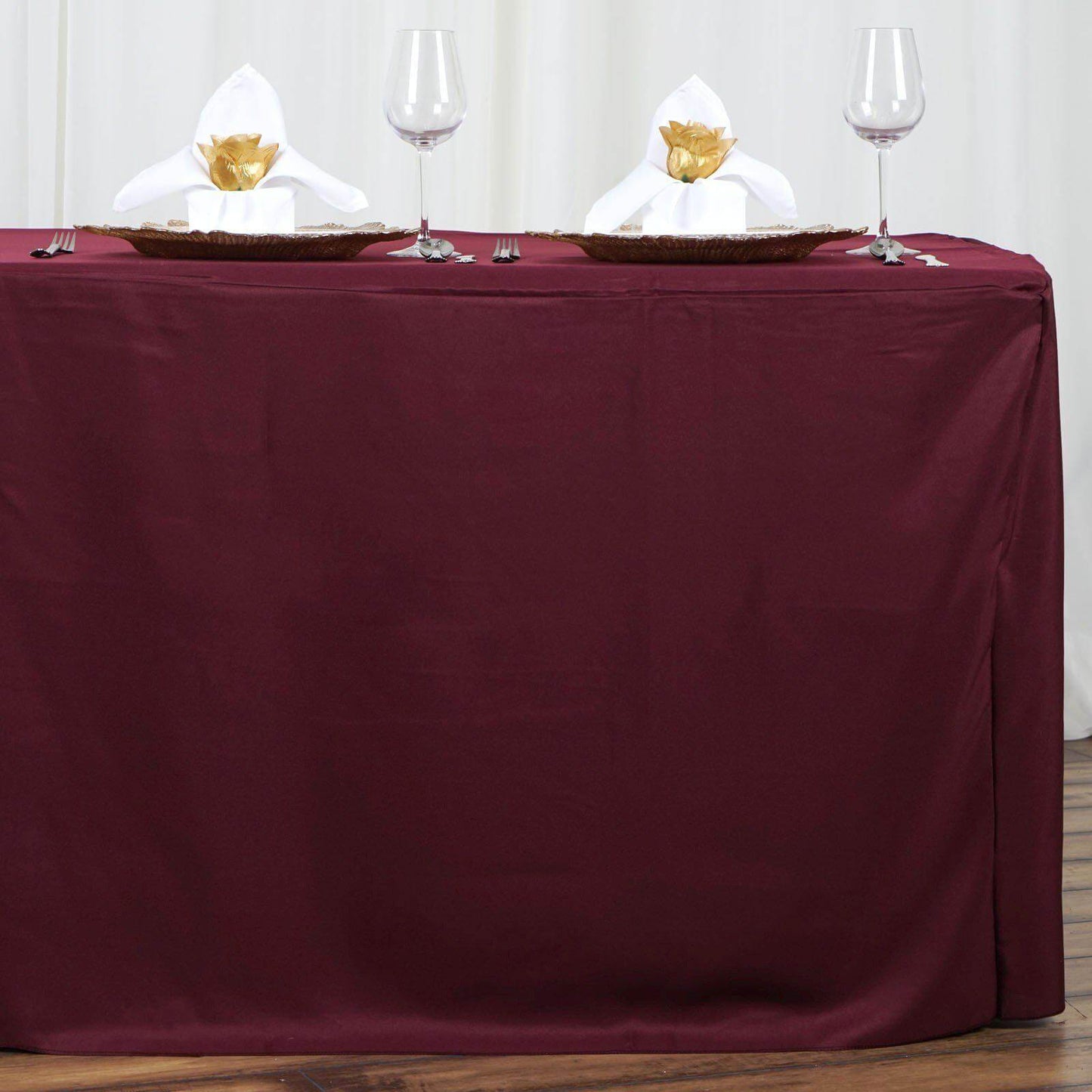 Fitted Polyester 72"x30" Rectangle Tablecloth Burgundy - Durable Table Cover - Linen Luxes