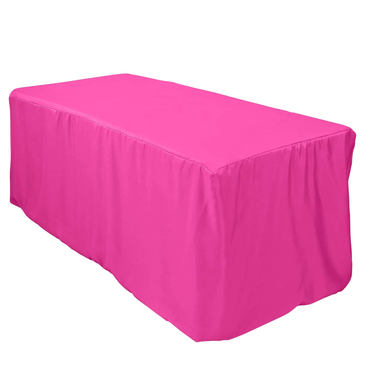Fitted Polyester 72"x30" Rectangle Tablecloth Fuchsia - Durable Table Cover - Linen Luxes