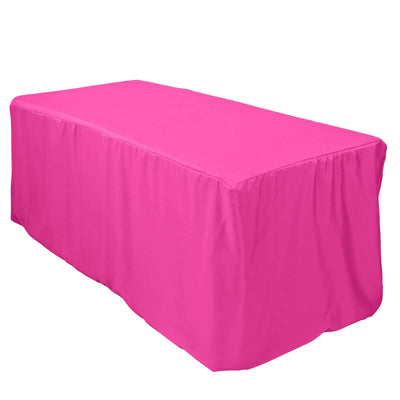 Fitted Polyester 72"x30" Rectangle Tablecloth Fuchsia - Durable Table Cover - Linen Luxes