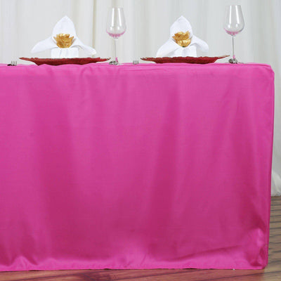 Fitted Polyester 72"x30" Rectangle Tablecloth Fuchsia - Durable Table Cover - Linen Luxes