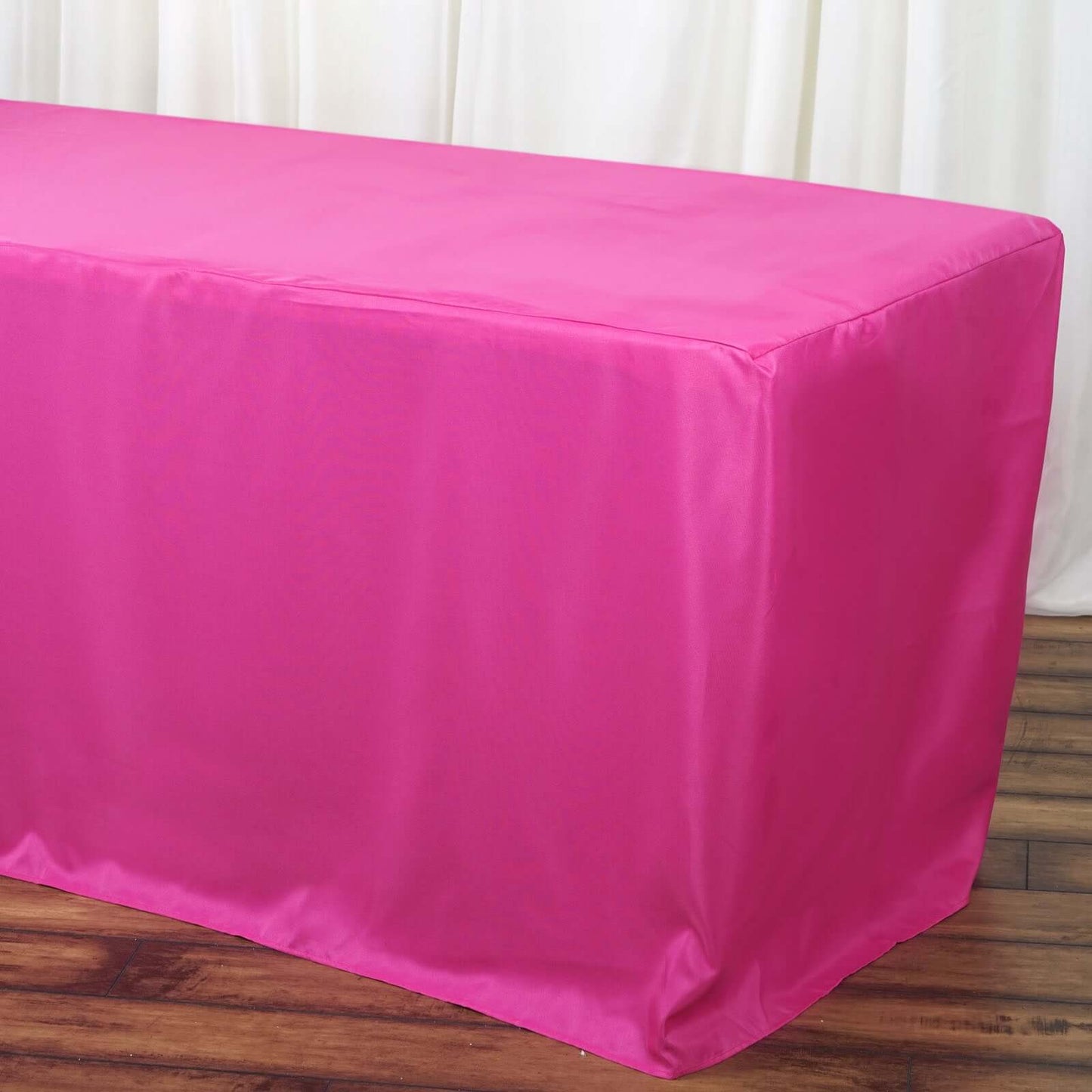 Fitted Polyester 72"x30" Rectangle Tablecloth Fuchsia - Durable Table Cover - Linen Luxes
