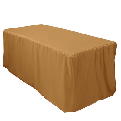 Fitted Polyester 72"x30" Rectangle Tablecloth Gold - Sleek and Durable for Events
