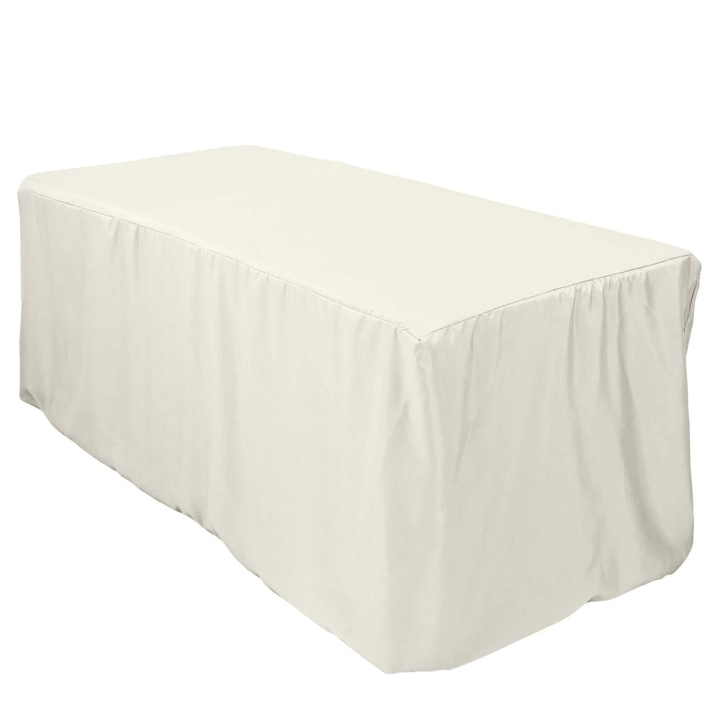 Fitted Polyester 72"x30" Rectangle Tablecloth Ivory - Durable Table Cover - Linen Luxes