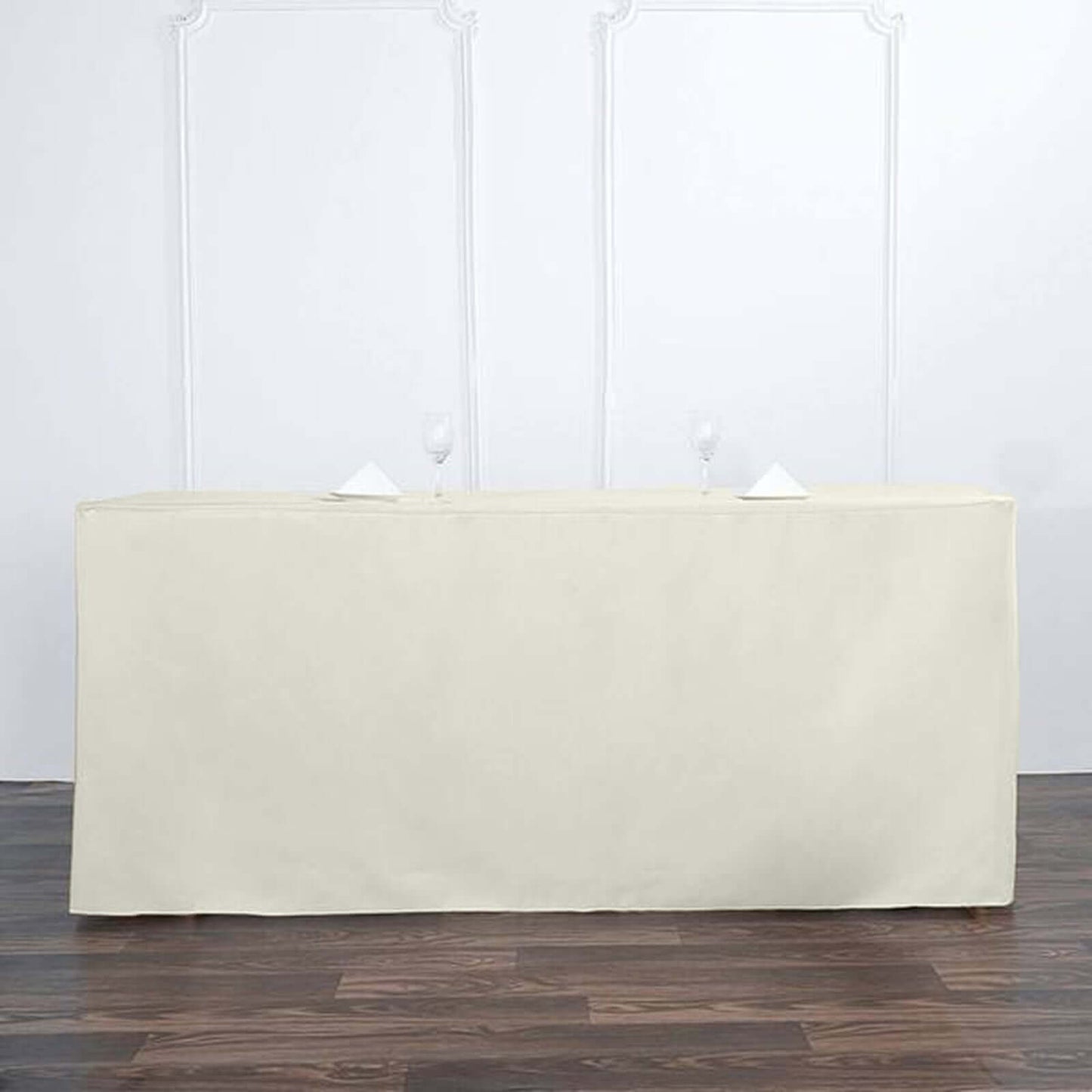 Fitted Polyester 72"x30" Rectangle Tablecloth Ivory - Durable Table Cover - Linen Luxes