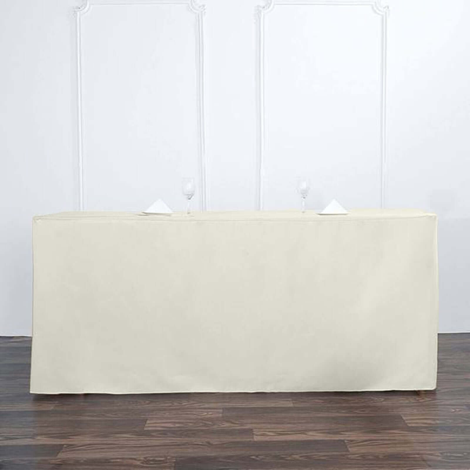 Fitted Polyester 72"x30" Rectangle Tablecloth Ivory - Durable Table Cover - Linen Luxes