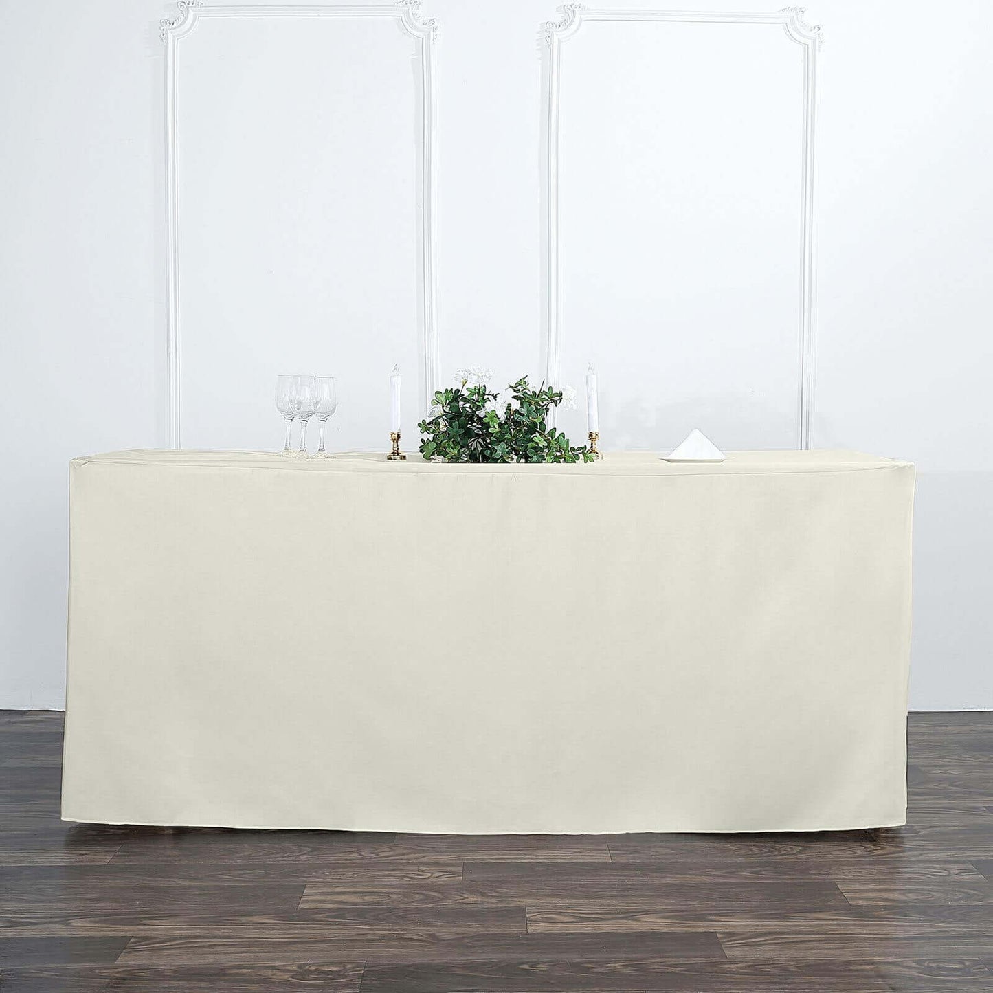Fitted Polyester 72"x30" Rectangle Tablecloth Ivory - Durable Table Cover - Linen Luxes