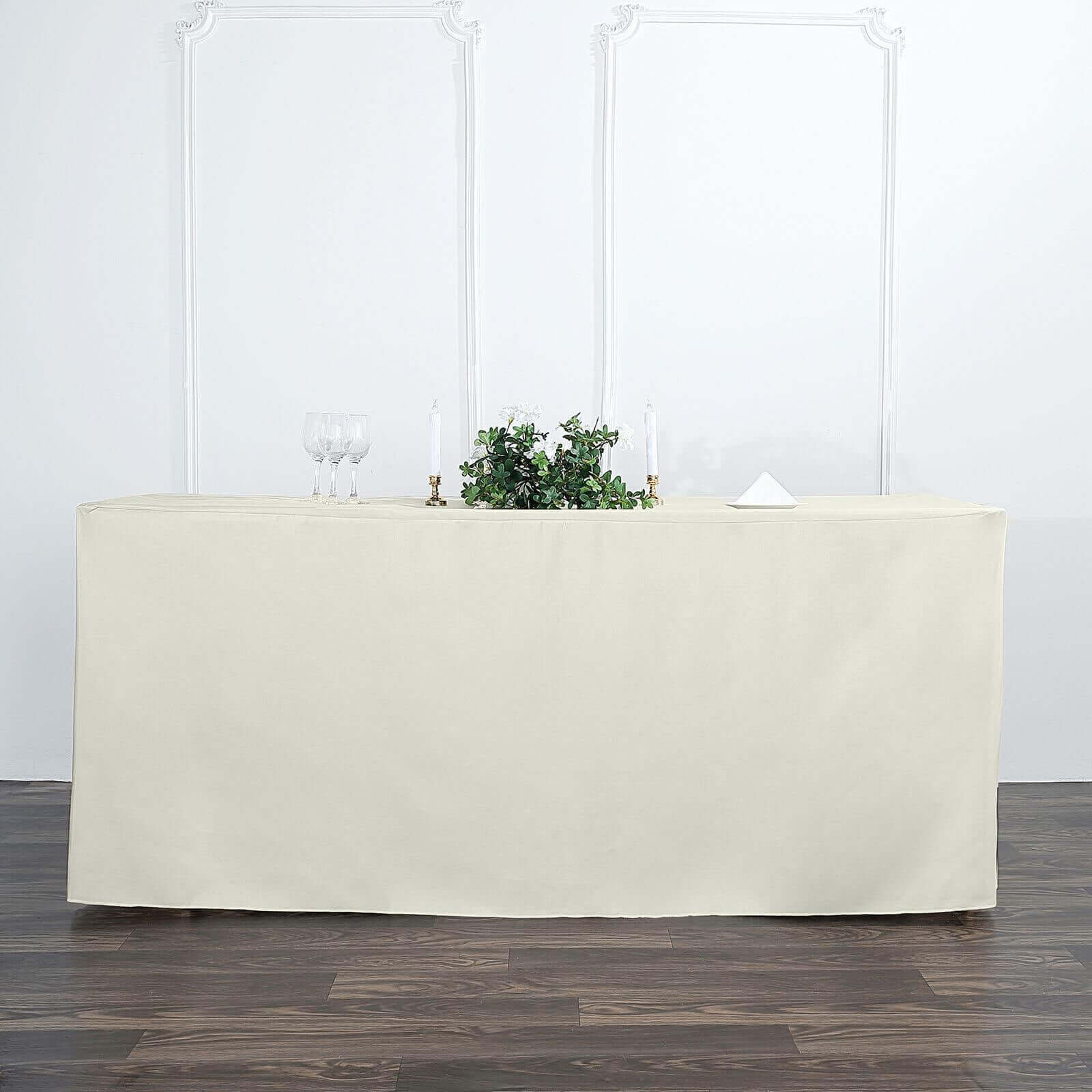 Fitted Polyester 72"x30" Rectangle Tablecloth Ivory - Durable Table Cover - Linen Luxes
