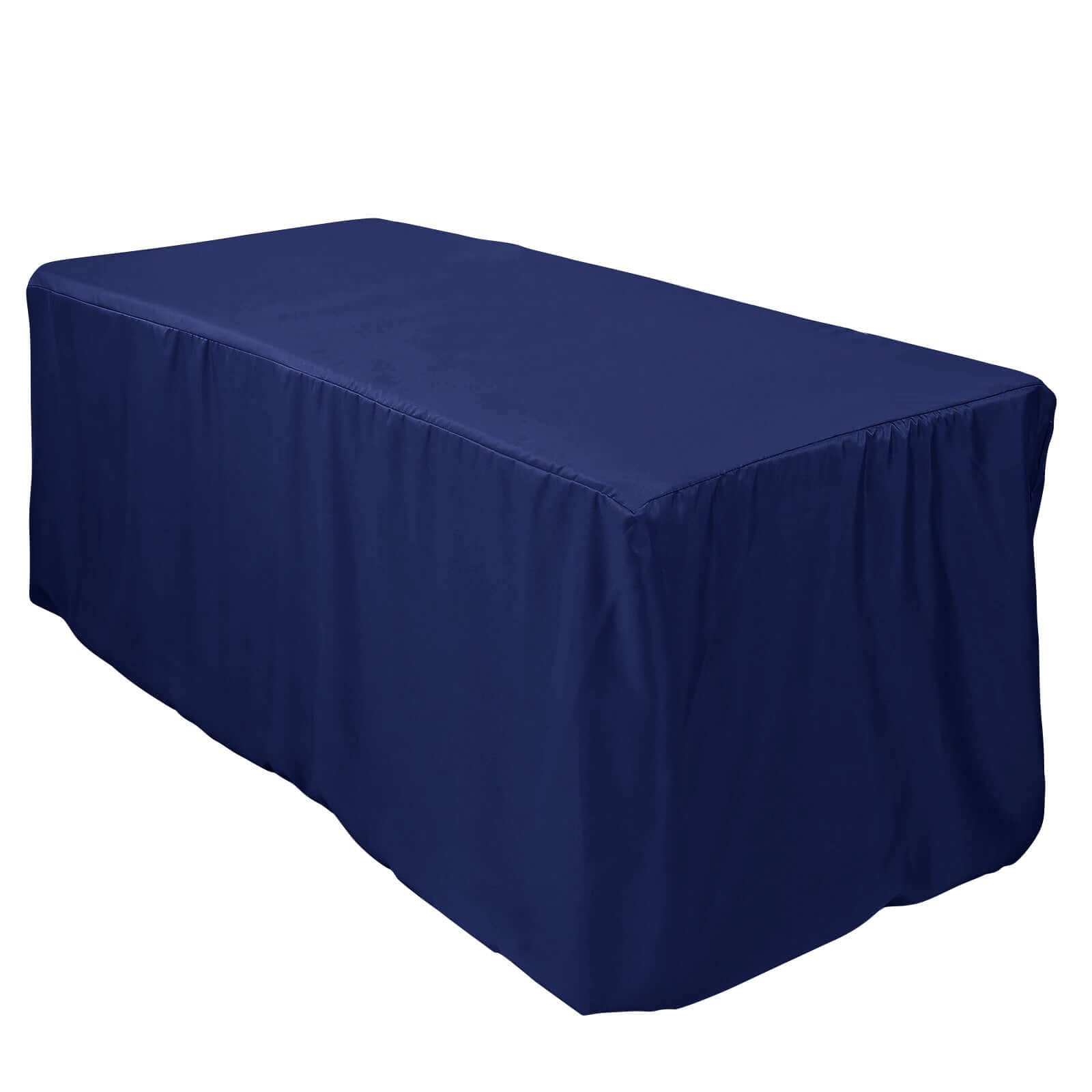 Fitted Polyester 72"x30" Rectangle Tablecloth Navy Blue - Durable Table Cover - Linen Luxes