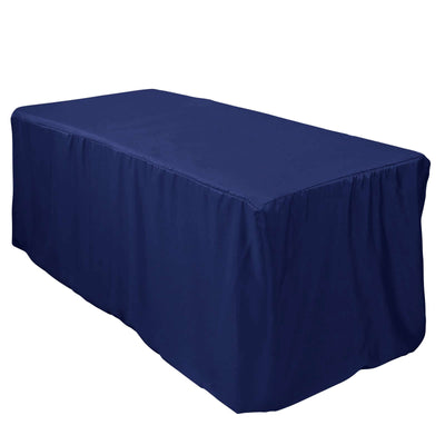 Fitted Polyester 72"x30" Rectangle Tablecloth Navy Blue - Durable Table Cover - Linen Luxes
