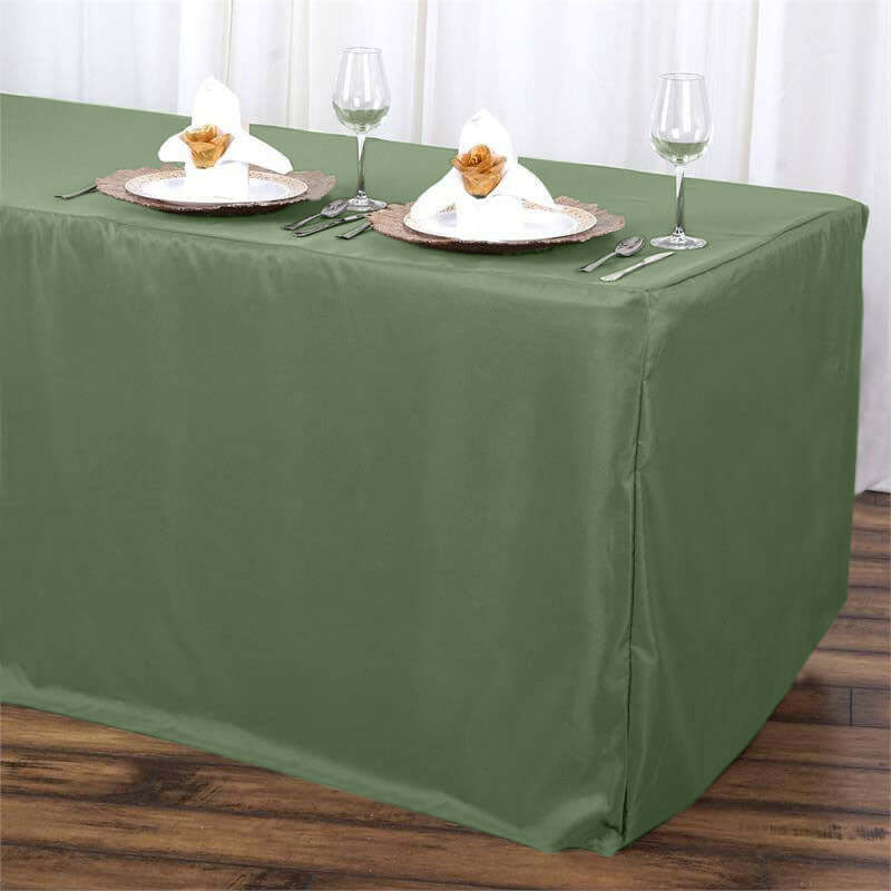 Fitted Polyester 72"x30" Rectangle Tablecloth Olive Green - Durable and Easy to Maintain Table Cover - Linen Luxes