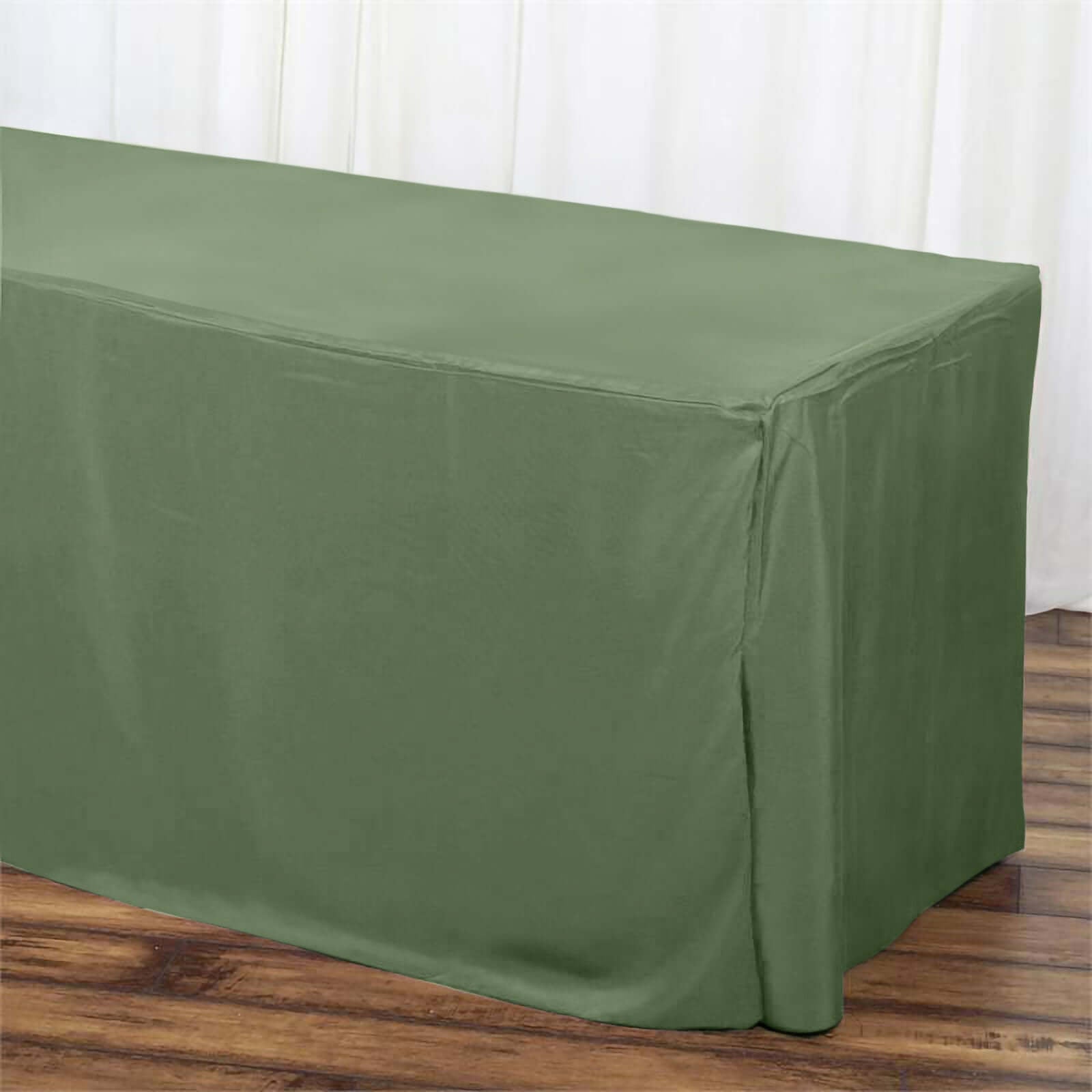 Fitted Polyester 72"x30" Rectangle Tablecloth Olive Green - Durable and Easy to Maintain Table Cover - Linen Luxes