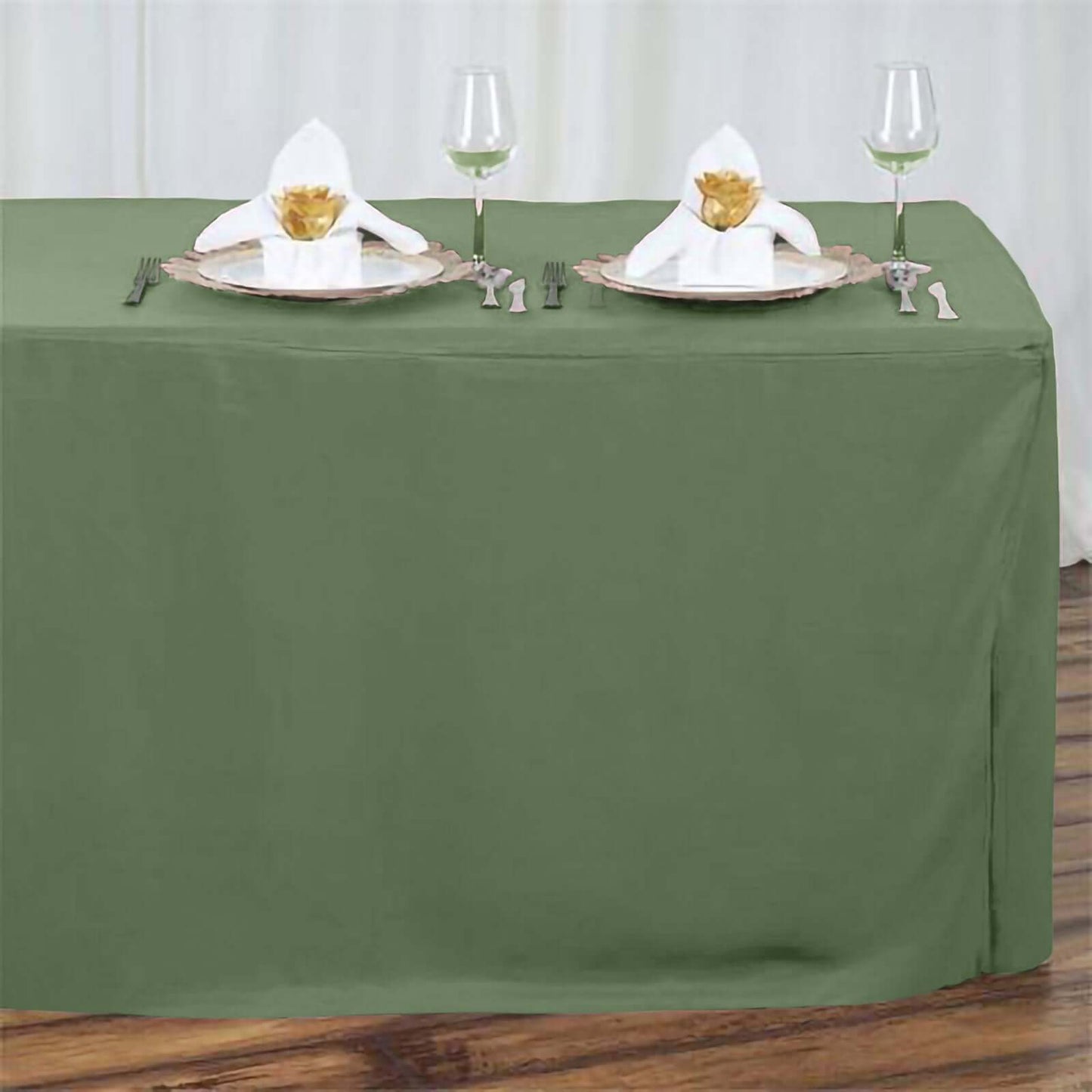 Fitted Polyester 72"x30" Rectangle Tablecloth Olive Green - Durable and Easy to Maintain Table Cover - Linen Luxes