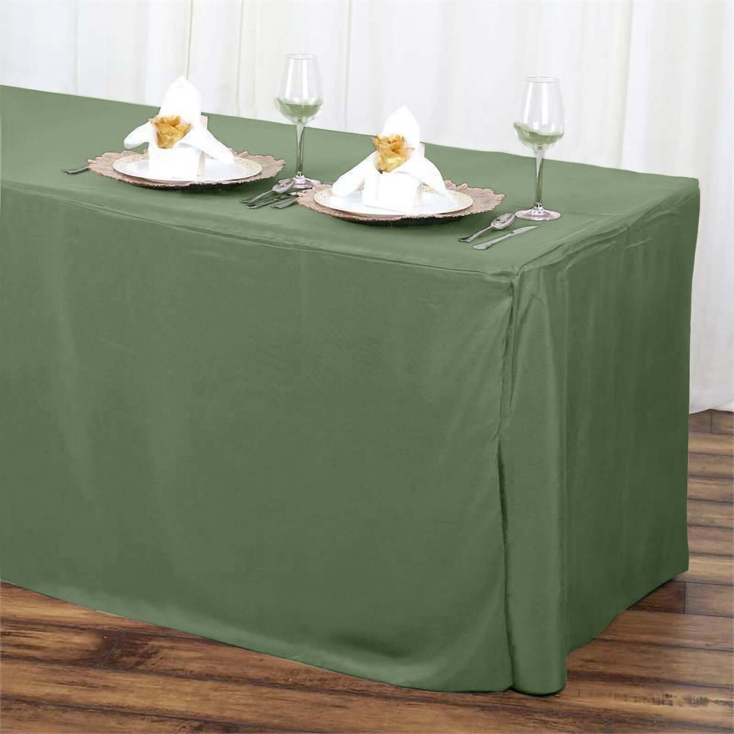 Fitted Polyester 72"x30" Rectangle Tablecloth Olive Green - Durable and Easy to Maintain Table Cover - Linen Luxes