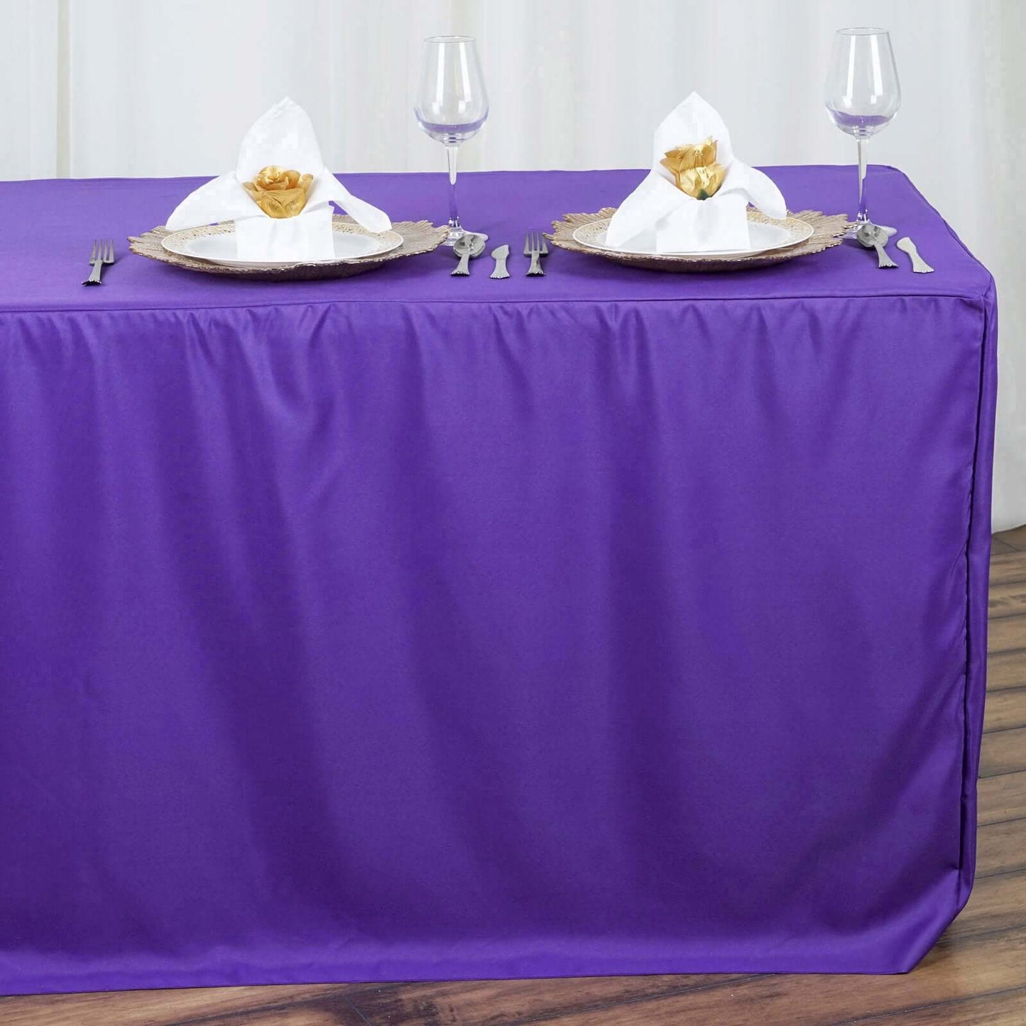 Fitted Polyester 72"x30" Rectangle Tablecloth Purple - Durable and Easy to Maintain Table Cover - Linen Luxes