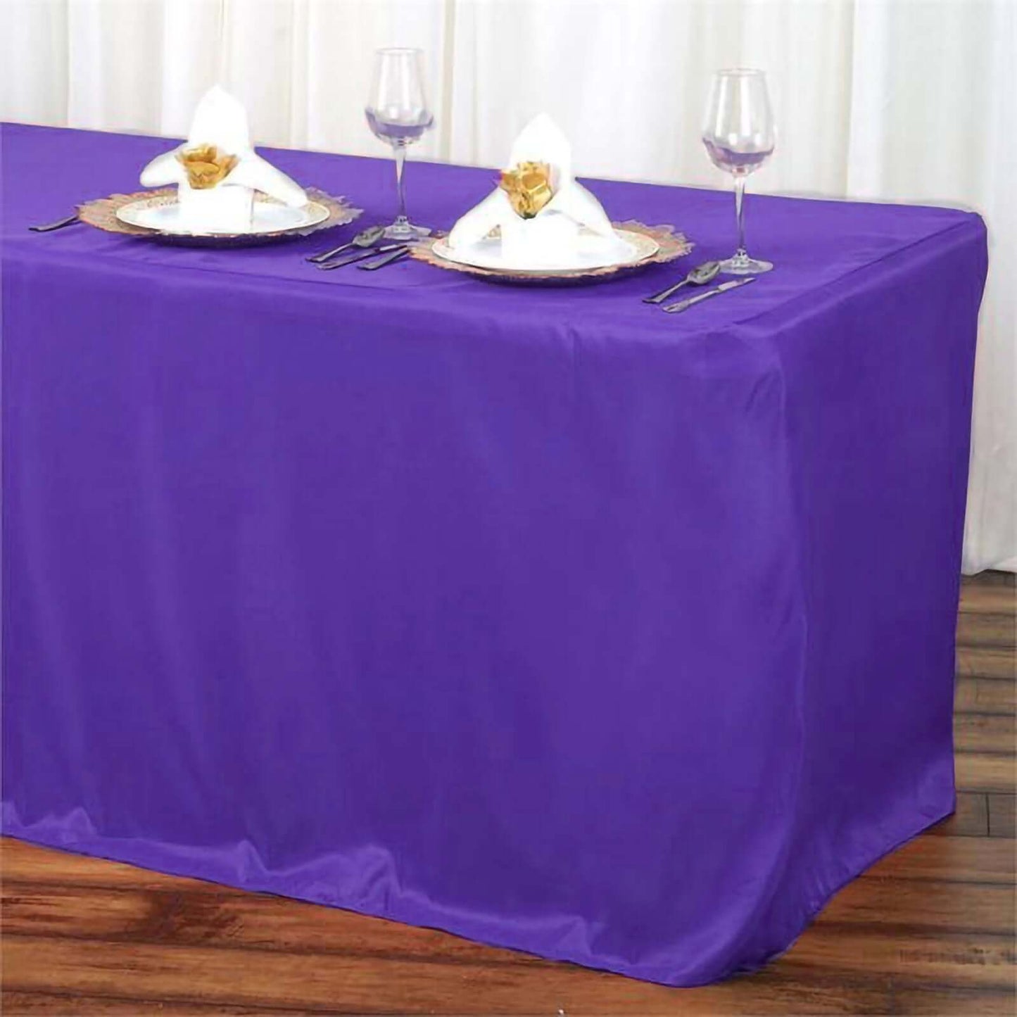 Fitted Polyester 72"x30" Rectangle Tablecloth Purple - Durable and Easy to Maintain Table Cover - Linen Luxes