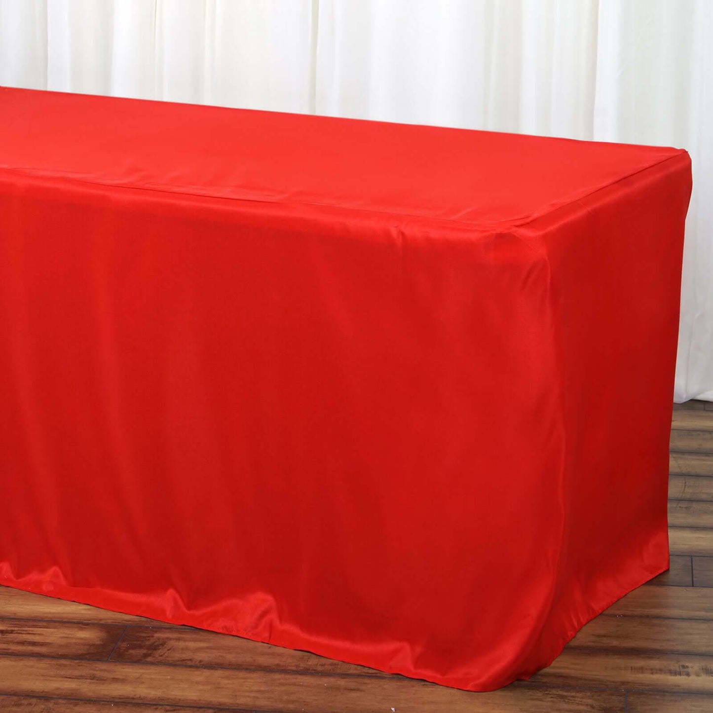 Fitted Polyester 72"x30" Rectangle Tablecloth Red - Durable and Easy to Maintain Table Cover - Linen Luxes