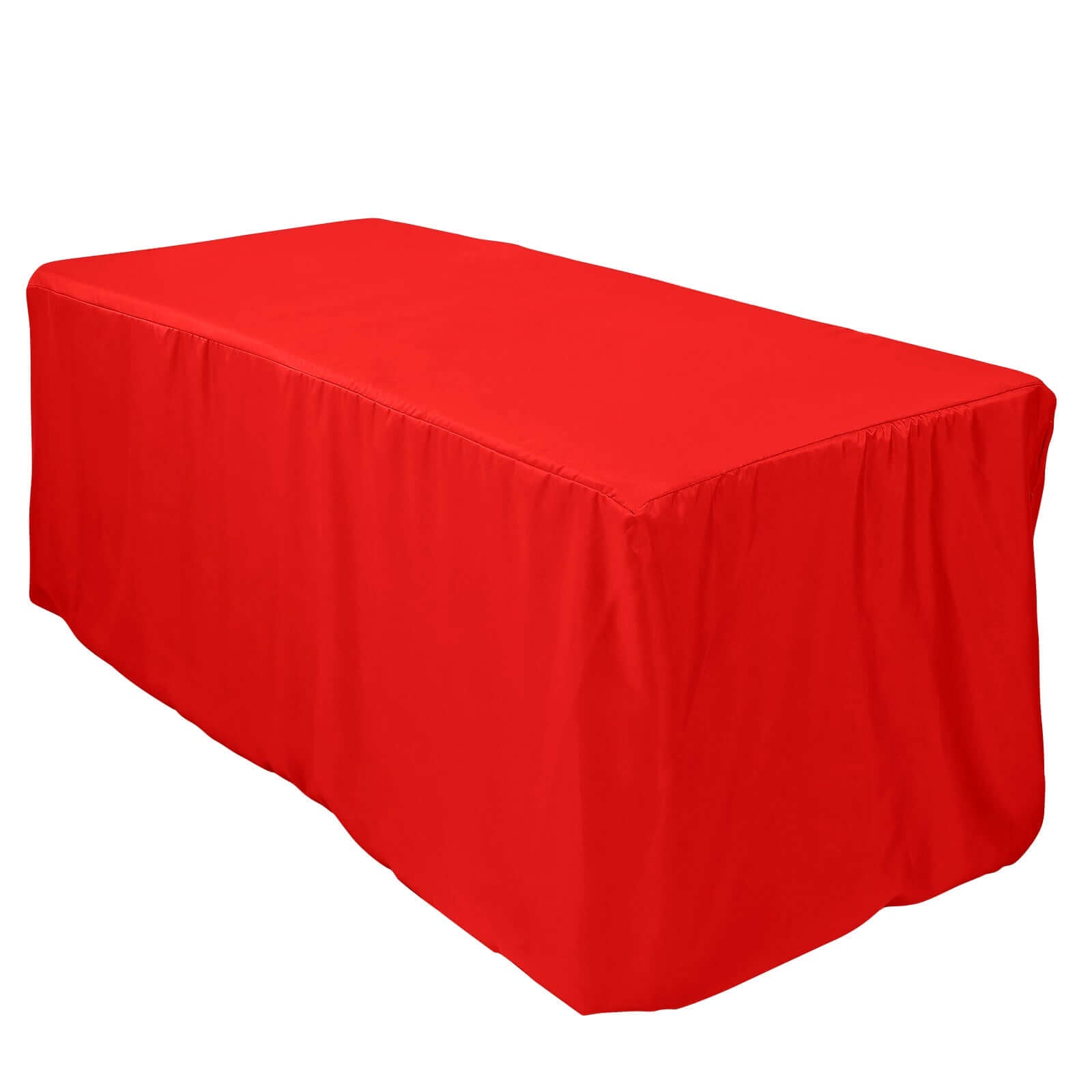 Fitted Polyester 72"x30" Rectangle Tablecloth Red - Durable and Easy to Maintain Table Cover - Linen Luxes