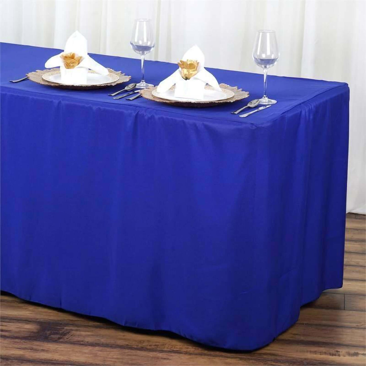 Fitted Polyester 72"x30" Rectangle Tablecloth Royal Blue - Durable and Easy to Maintain Table Cover - Linen Luxes
