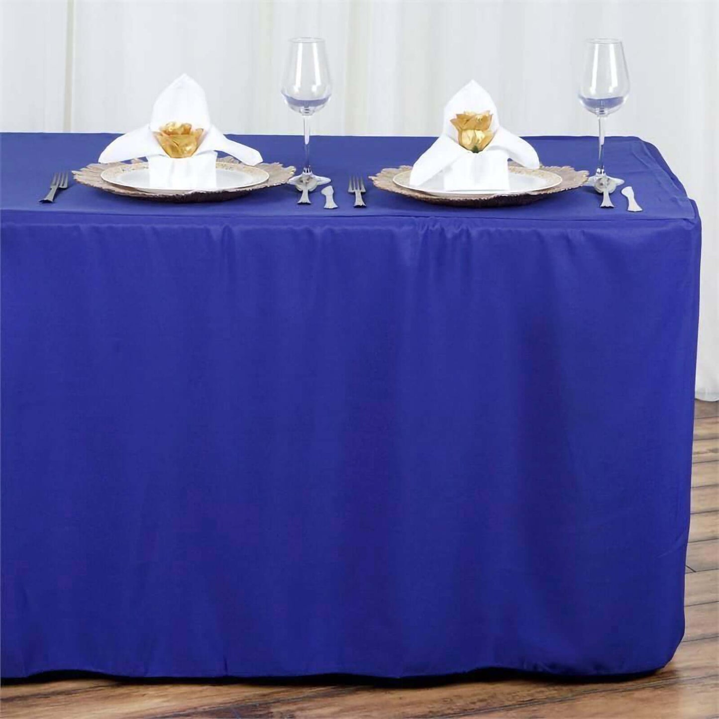 Fitted Polyester 72"x30" Rectangle Tablecloth Royal Blue - Durable and Easy to Maintain Table Cover - Linen Luxes